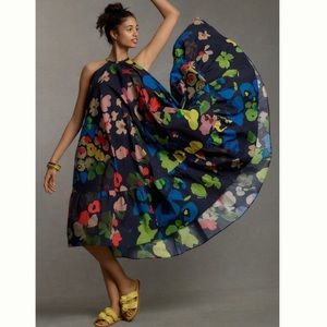 Anthropologie WHIT TWO Floral Halter Midi Dress XS